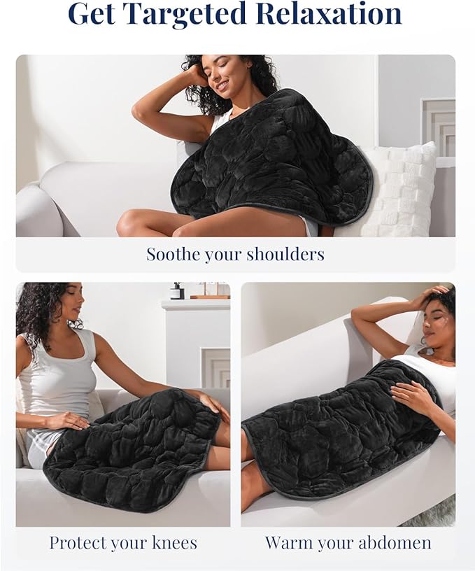 Kivik Weighted Lap Blanket for Adults，Crystal Velvet Weighted Lap Pad，Small Weighted Blanket 7 lbs，Cozy Mini Heavy Travel Blankets，Portable & Breathable 24"x29" (Black, 24"x29"-7 lbs)