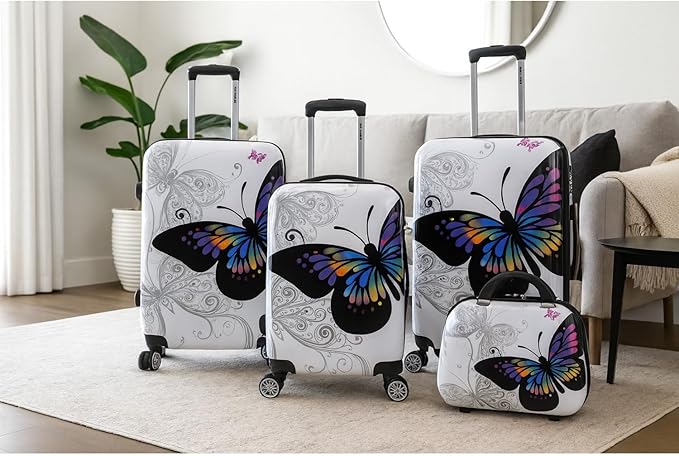 World Traveler Butterfly Luggage, 4-Piece Set