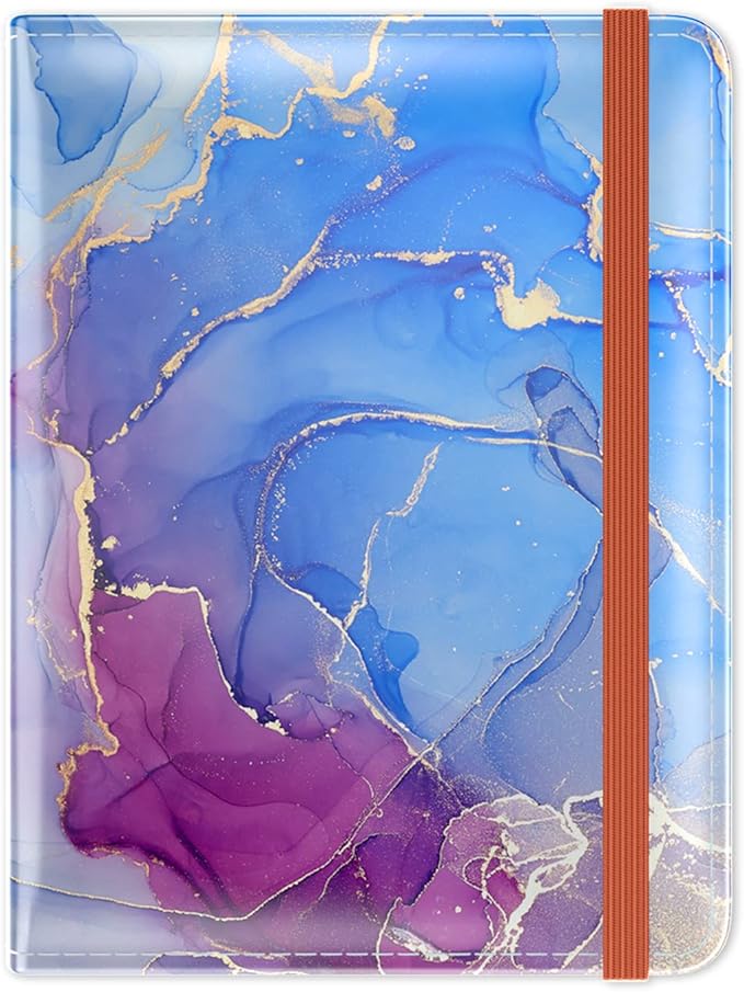 Passport Holder for Travel Essentials, Passport Wallet Cover Case for Travel Must Haves Accessories, Passport Book Holders for Women and Men, Blue Purple Marble