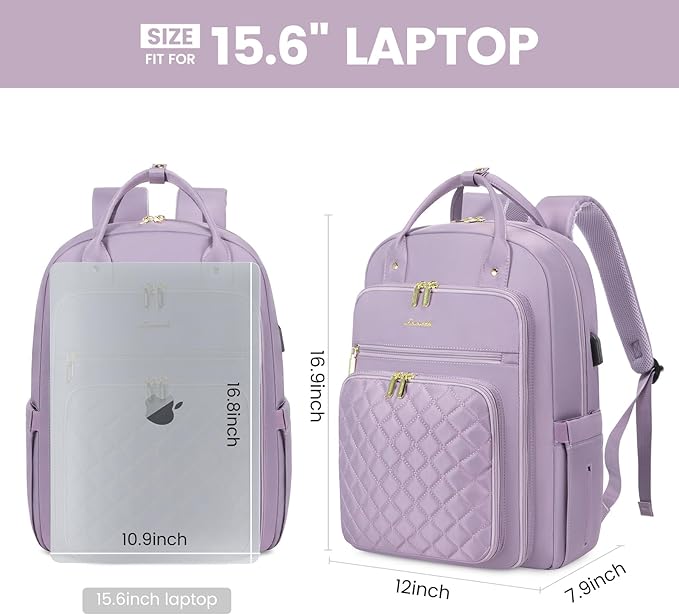 LOVEVOOK Laptop Backpack for Women, Water Resistant Travel Work Backpacks Purse Stylish College Bookbag Business Teacher Nurse Computer Bag with USB Charging Port, Fits 15.6" Laptop