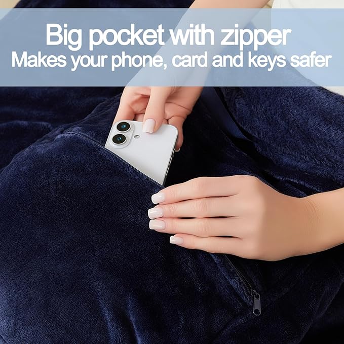 Travel Blanket Pillow, Premium 2 in 1 Flannel Airplane Blanket Compact for Travel,Office, Home,Travel Essentials Accessories for Plane and Car,Compact Office Blanket (Blue)
