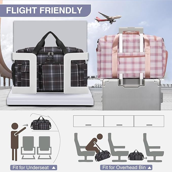 Small Gym Bag for Women, Travel Duffle Bag Carry On Weekender Bag with Shoe Compartment