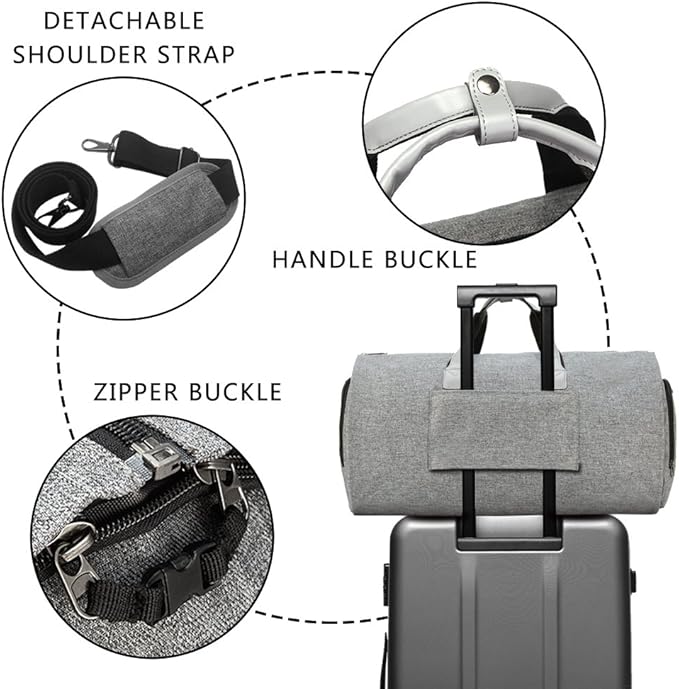 Modoker Convertible Garment Bag with Shoulder Strap, Carry on Garment Duffel Bag for Men Women - 2 in 1 Hanging Suitcase Suit Travel Bags, Grey
