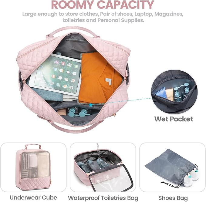 LOVEVOOK Travel Duffle Bag - Women's Weekender Carry On Overnight Laptop & Gym Bag With Toiletry/Shoe Pocket, Hospital Labor Bag
