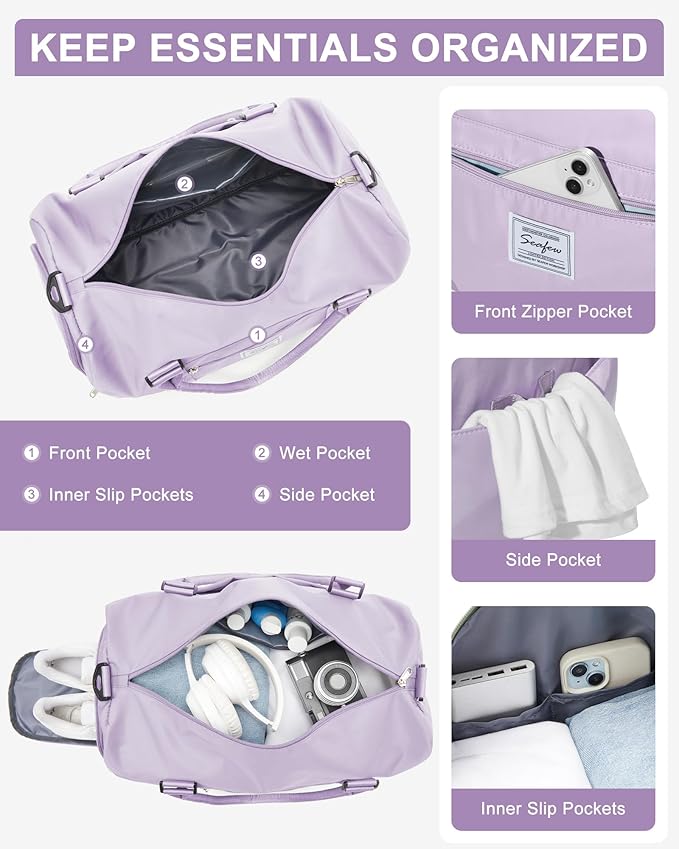 Gym Bag Womens,Travel Duffel Carry on Bag Sport Tote Bag Weekend Overnight Bag