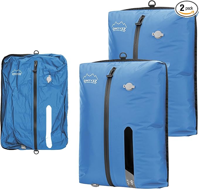 ONTYZZ Vacuum Bags for Travel, IPX8 Waterproof Vacuum Bags, Space Saver for Luggage/Camping/Home Storage (2 Pack No Pump-Blue)