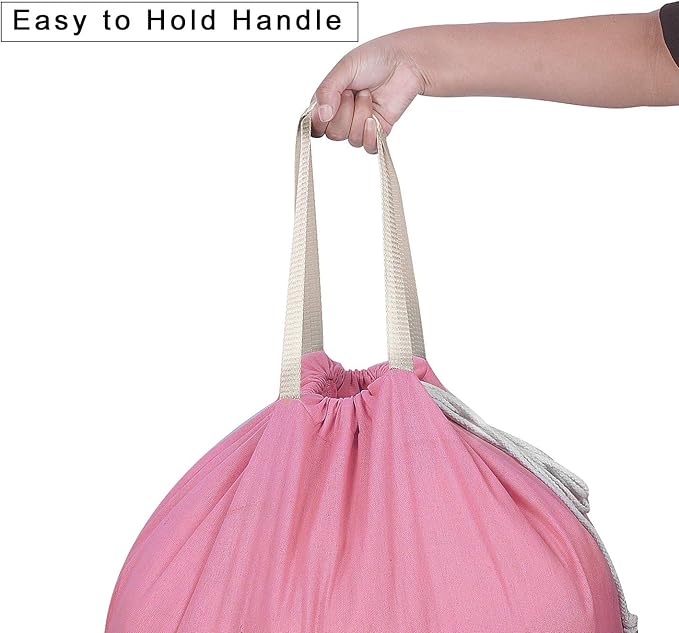 Heavy Duty Laundry Bag with Drawstring and Handle, Extra Large Travel Dirty Clothes Bag for Laundromat and Household, Durable Rip-Stop Laundry Hamper Liner, 28 x 40 Inch by SANFERGE, Pink