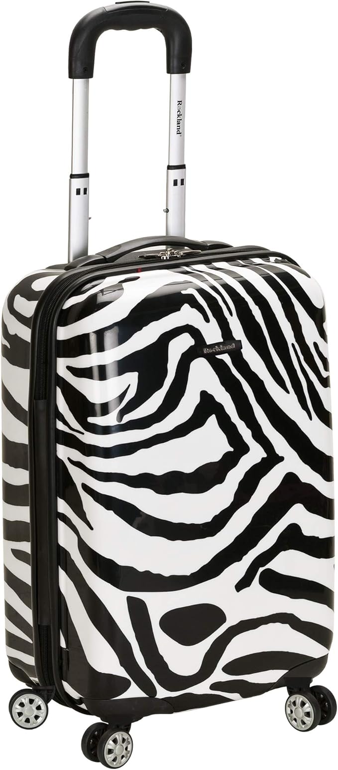 Rockland Safari Hardside Spinner Wheel Luggage, Zebra, Carry-On 20-Inch