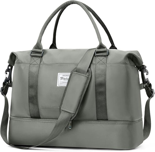 Weekender Bags for Women, Travel Duffel Bags with Shoe Compartment,Personal Item Travel Bag for Airlines, Carry on Overnight Tote Bag for Women，Olive Green
