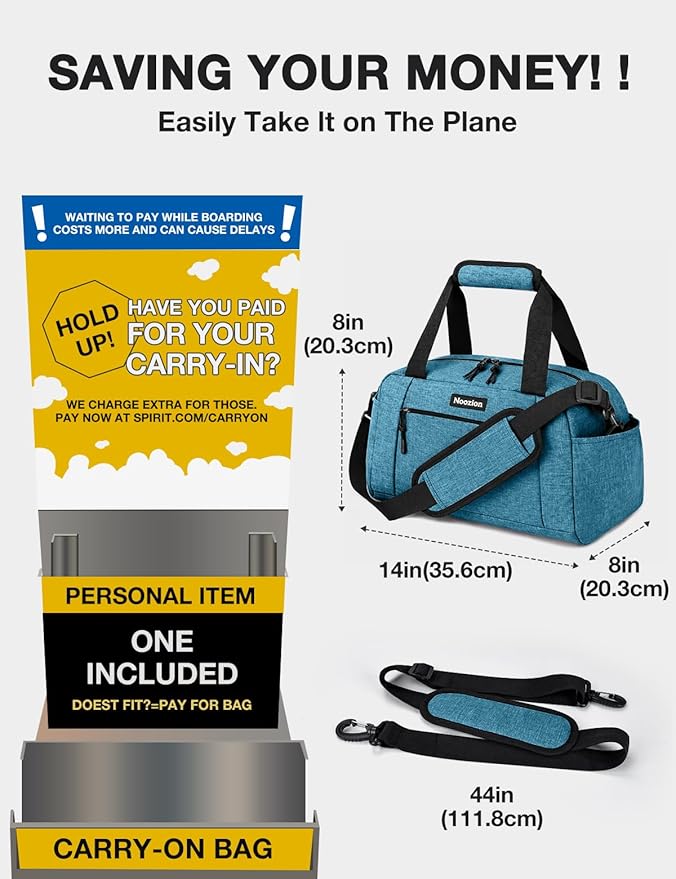 Noozion 14 inch Small Gym Bag for Women & Men, Lightweight Carry On Mini Duffle Bag with Multiple Pockets, Sports Bag for Travel and Workout.