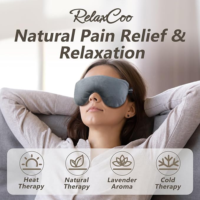 Lavender Heat Eye Mask, Microwavable Moist Heating Pad for Dry Eyes, Blepharitis & Stye, Blue, Soft & Durable, Adjustable Strap
