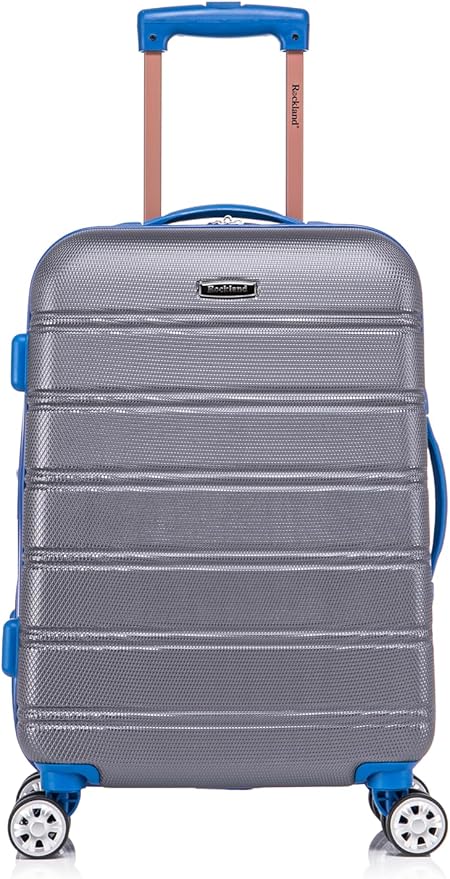 Rockland Melbourne Hardside Expandable Spinner Wheel Luggage Set, Grey, Carry-On 20-Inch and Tote 14-Inch