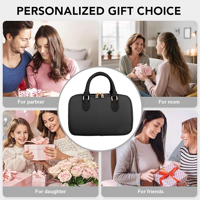 Travel Makeup Bag for Women Fashion Large Capacity Pouch Open Flat Cosmetic Portable Organizer Waterproof Large Opening Storage Toiletry Bags Vertical Free-Standing Brush Holder for Easy Access Black