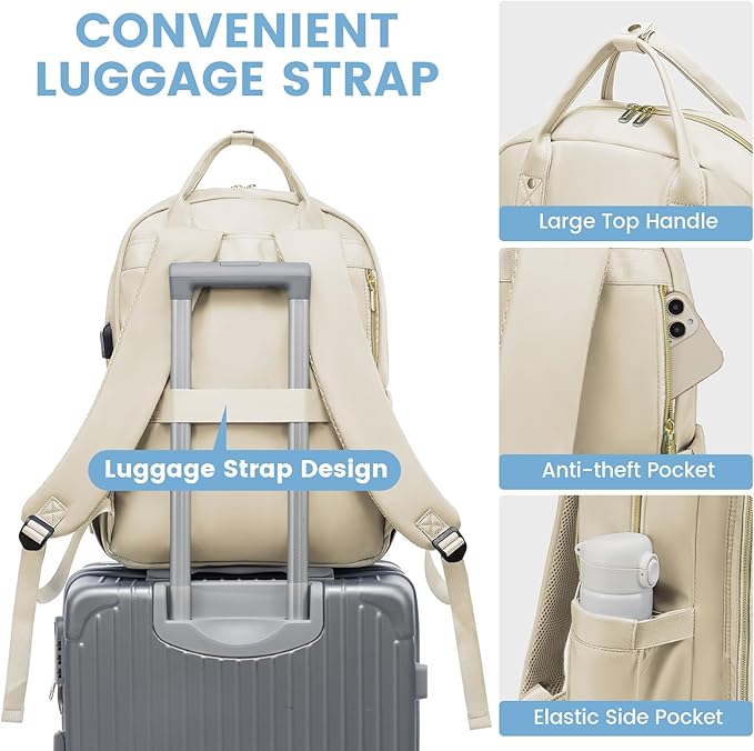 LOVEVOOK Laptop Backpack for Women, Water Resistant Travel Work Backpacks Purse College Business Teacher Nurse Computer bag with USB Charging Port, Fits 15.6" Laptop