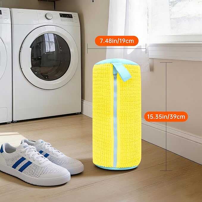 2PCS Shoe Washing Machine Bgs,Laundry Shoe Bags for Washer and Dryer, Reusable and Durable Zipper Sneaker Shoe Washing Bag, Tennis Shoe Cleaning Bag for All Shoe Types (Yellow)