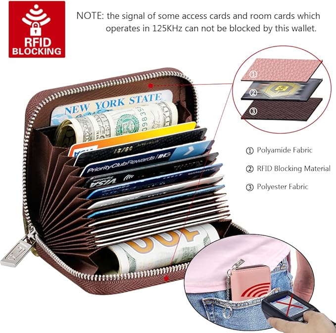 FurArt Zipper Wallet Women, RFID Blocking Credit Card Wallet, Business Card Holder, Compact Size KeyChain Wallet
