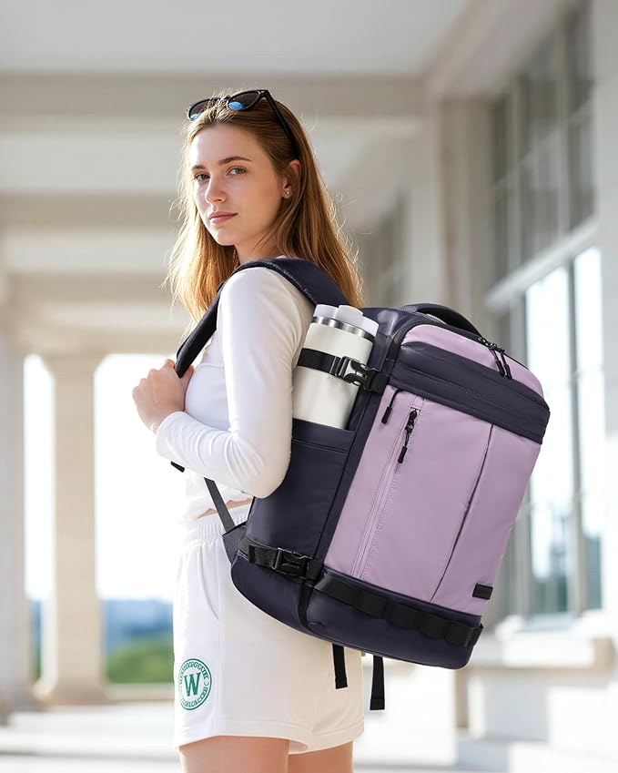 LOVEVOOK 40L Travel Backpack for Women Men, Airline Approved Carry On Luggage with 3 Cubes Accessories, TSA Personal Item Travel Cruise Essentials, Waterproof Weekender Overnight Bags fits 17" Laptop
