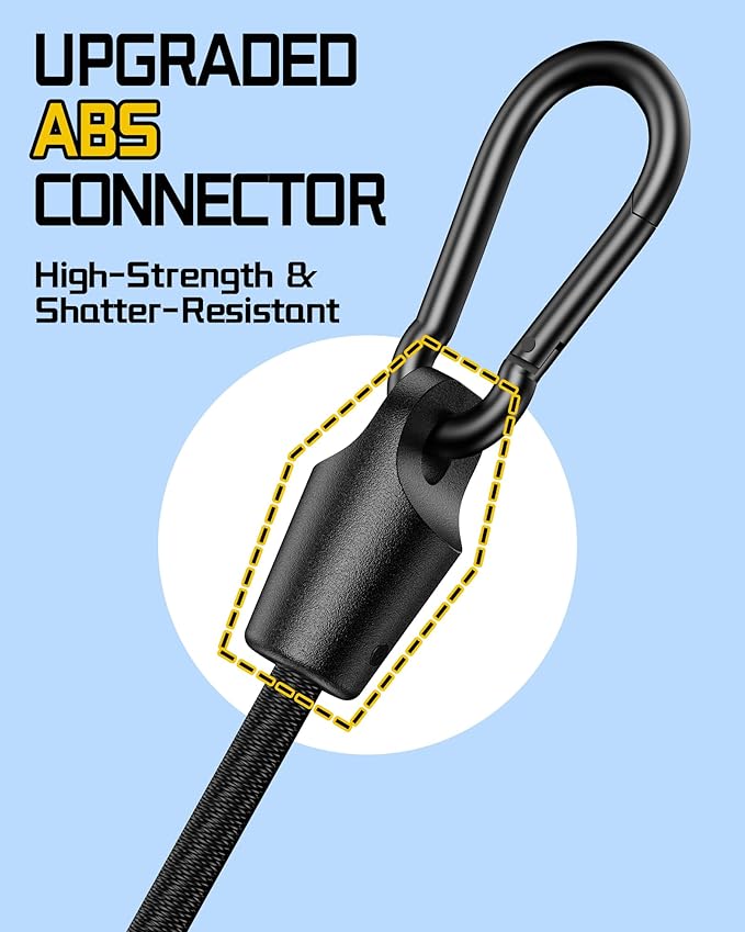 8 Pcs 60 Inch Adjustable Carabiner Bungee Cords with Hooks, Easy to Adjust from 7" to 60", Black Bungee Straps with UV-Resistance & Superior Elasticity for Cargo, Bike, Luggage, Carts, Truck, etc