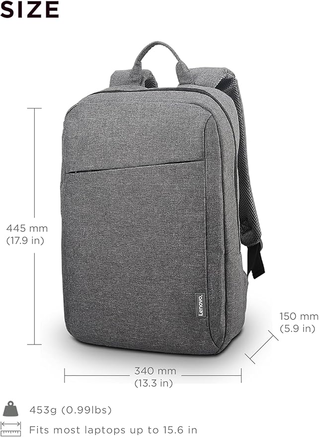 Lenovo Casual Laptop Backpack B210 - 15.6 inch - Padded Laptop/Tablet Compartment - Durable and Water-Repellent Fabric - Lightweight - Grey