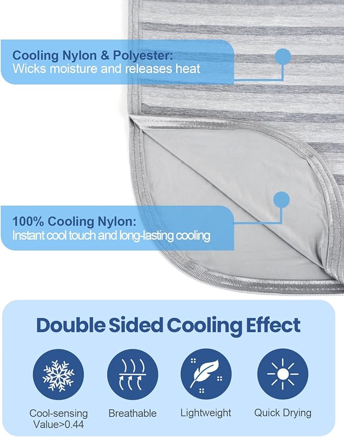 Ailemei Direct Cooling Blanket for Hot Sleepers,Double Sided Cold Effect,Queen Size Lightweight Breathable Summer Large Big Blankets for Bed,Transfer Heat to Keep Body Cool Night Sweats,90"x90"