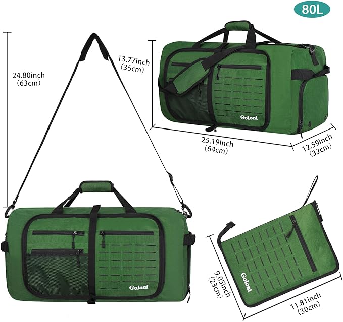 Foldable Travel Duffle Bag for Men Women, Waterproof with Shoe Compartment, 80L 120L Large Collapsible Luggage Bag, Lightweight Packable Duffel for Travel Sports Gym Airline Carry On Checked Bag