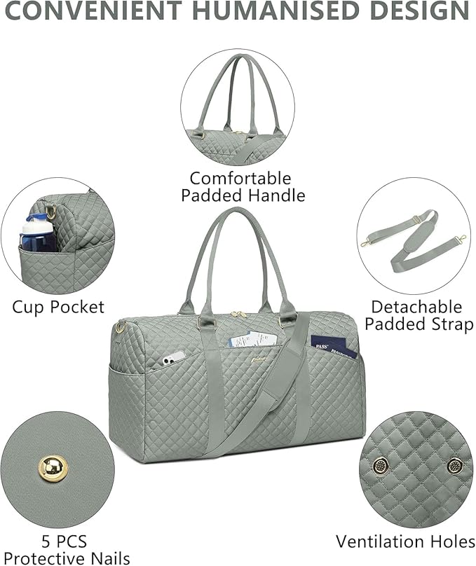 Women Weekender Travel Duffle Bag: Travel Duffel Overnight Bags with Shoe Compartment Large Carry on Tote with Toiletry Bag Weekend Traveling Yoga Gym Hospital Bag for Women with Wet Pocket Green