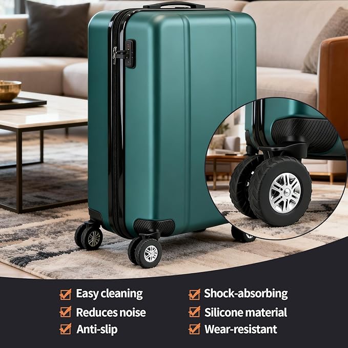 Luggage Wheel Covers for 8 Spinner Wheels – Orange Silicone Protector Set, Anti-Drop & Silent Rolling, Fits 2.1"-2.4" Wheels, 10pcs for Carry-On Suitcases, Rolling Luggage & Replacement Use