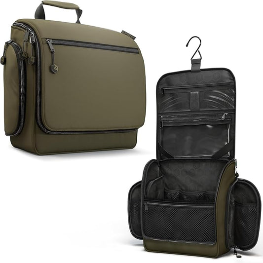 VENTURE 4TH Hanging Travel Toiletry Bag for Women & Men – Large Toiletry Organizer with 18 Compartments, Removable TSA Pouch, Travel Wash Bag for Toiletries, Makeup & Shaving Kit (Dark Green)