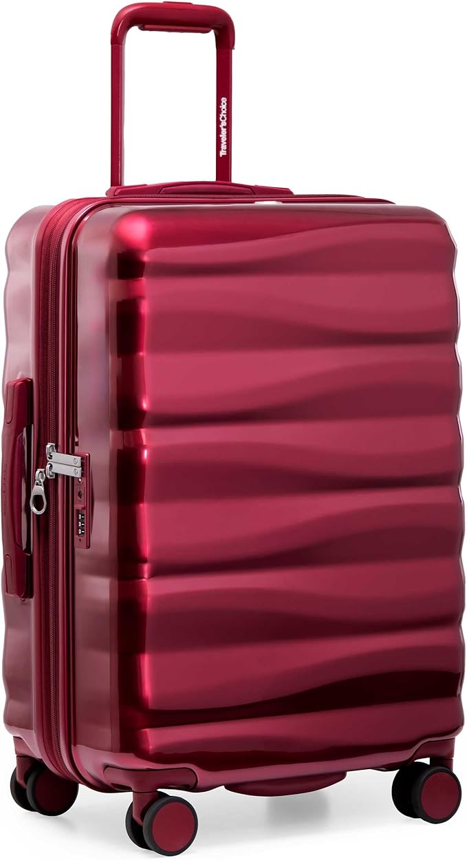 Traveler's Choice Edinburgh II Hardside Spinner Luggage, TSA Lock, Red, 25" Medium