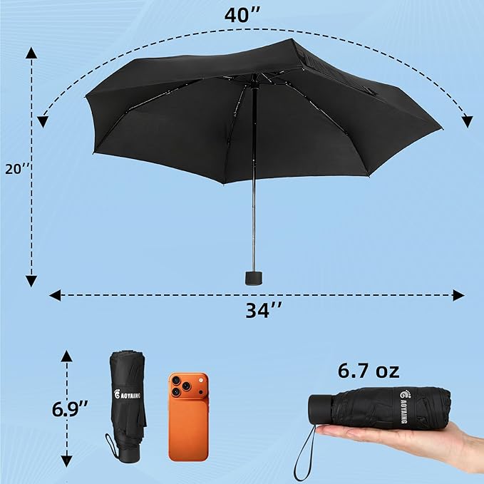 GAOYAING Compact Travel Umbrella with Case Sun&Rain Lightweight Small and Compact Suit for Pocket