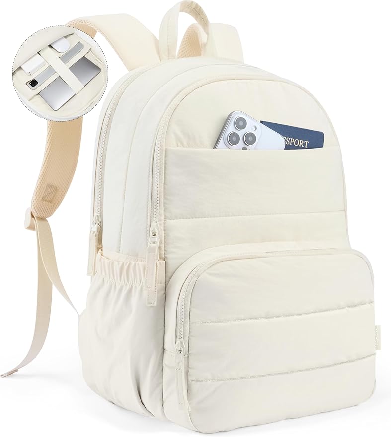 Travel Backpack for Women, 15.6 Inch Laptop Backpack, Quilted College Bookbag, Cute Work Backpacks, Water Resistant