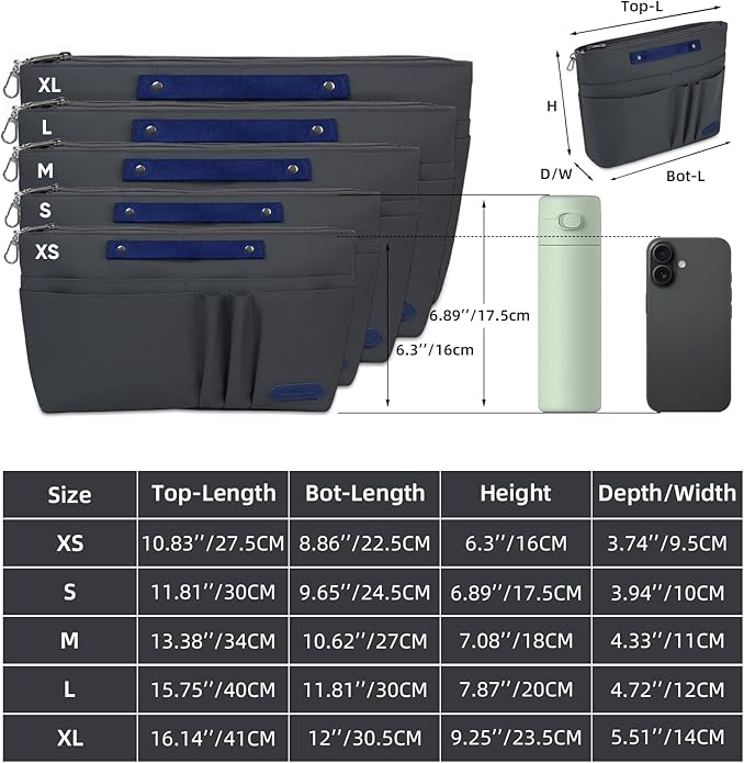 VANCORE Purse Organizer Insert for Handbags,Tote Bag Organizer Insert with Zipper Bag,Premium Handbag Organizer Inside Liner for Women with 15 Pockets