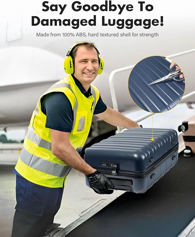 Lekesky Carry On Luggage 22x14x9 Airline Approved, 20 Inch Hard Shell Suitcase with TSA Lock, Lightweight Spinner Wheels Durable ABS Carry-On for Travel Weekend Trips Men Women, Blue