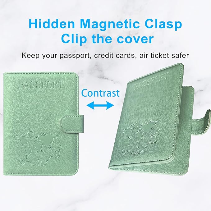 ACdream Passport Holder for Travel Essentials, Rfid Blocking Passport Wallet Cover Case for Travel Must Haves Accessories, Book Holders for Women/Men, AgaveGreen