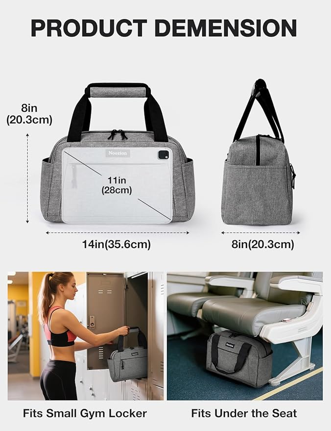 Noozion 14 inch Small Gym Bag for Women & Men, Lightweight Carry On Mini Duffle Bag with Multiple Pockets, Sports Bag for Travel and Workout.