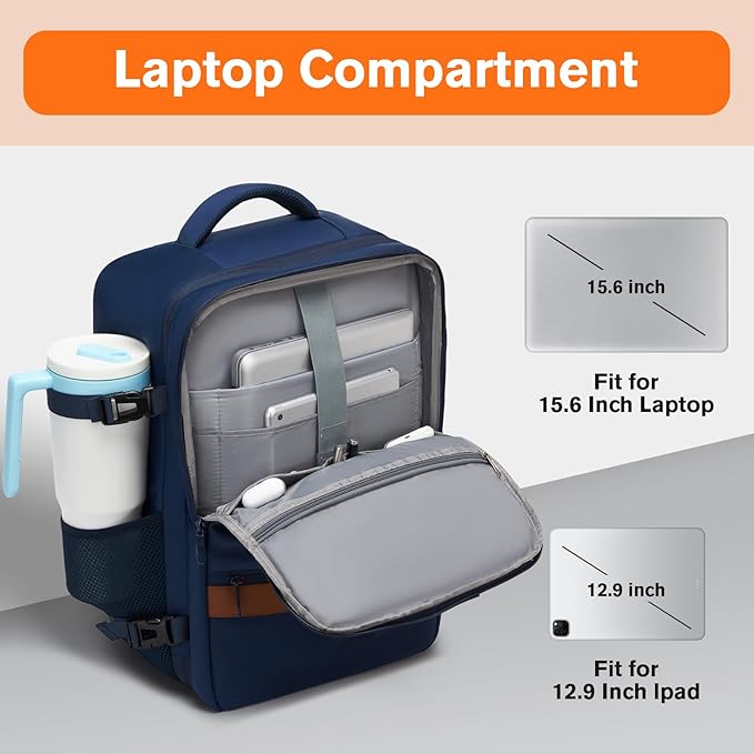 Smart Suitcase-style Laptop Backpack, 25L / 35L Practical Travel Bag for Work, Leisure & Flight, Luggage-Style Commuter Pack (Navy, 25L)