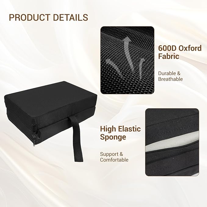 Multi-Functional Stadium Seat Cushions 2 Pack, Waterproof Oxford Filled with High Resilence Sponge, for Any Outdoor Events Use (Black - Foldable)