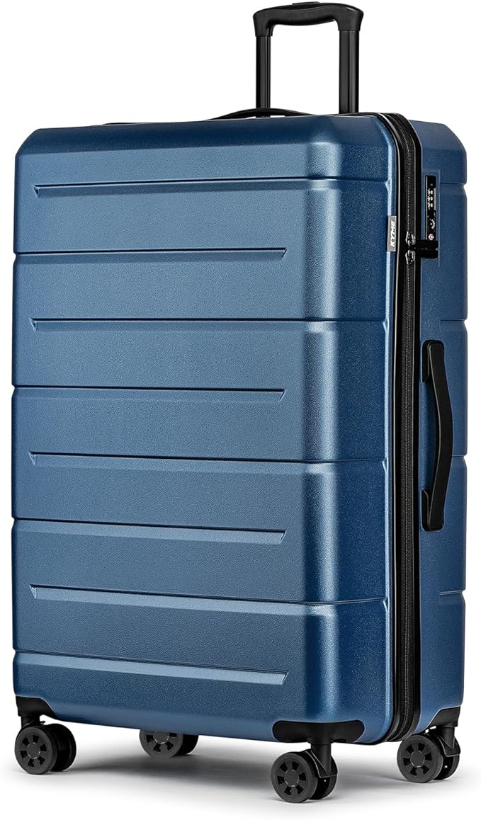 KYME Large Suitcases with Wheels Hardshell 28 Inch Luggage TSA Approved Big Checked Luggage Durable Travel Rolling Suitcase for Women Men Light Blue