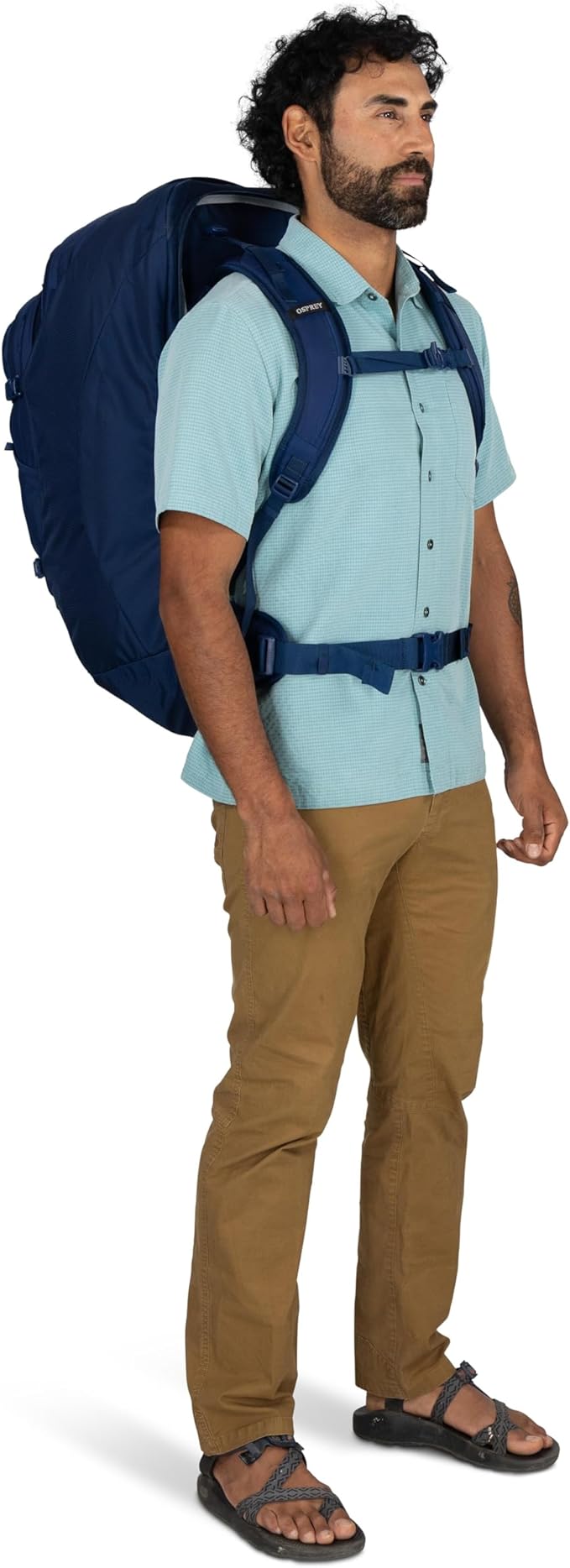 Osprey Farpoint 70L Men's Travel Backpack - Large Adjustable Travel Bag with Detachable Daypack, Cascade Blue/Torrent Blue
