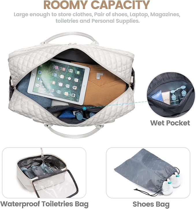 LOVEVOOK Travel Duffle Bag - Women's Weekender Carry On Overnight Laptop & Gym Bag With Toiletry/Shoe Pocket, Hospital Labor Bag