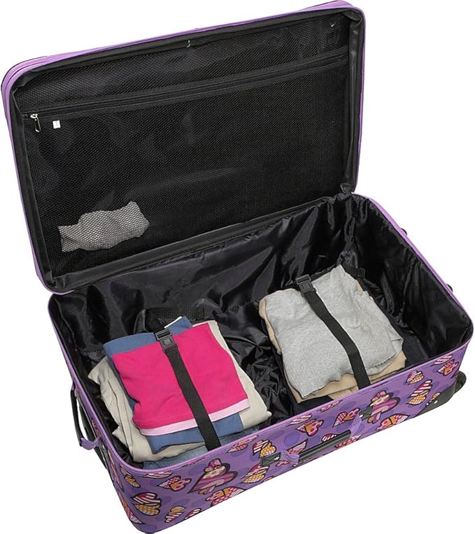 Rockland Reaction 4-Piece Softside Upright Luggage Set, Black Icon, 4-Piece Set (14/19/24/28)