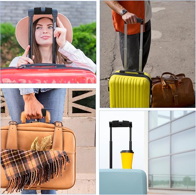 Luggage Handle Wrap,2Pack Soft Grip Handle Cover Luggage Identifier with Hollow Design Detachable Carry Sleeve Accessories for Push-Button Trolley Travel Bag
