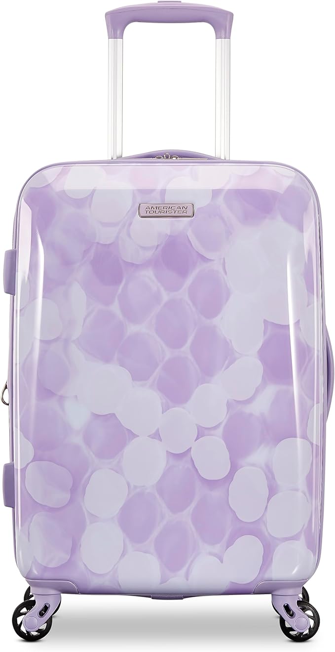 American Tourister Moonlight Hardside Expandable Luggage with Spinner Wheels, Lavender Maze, Carry-On 21-Inch