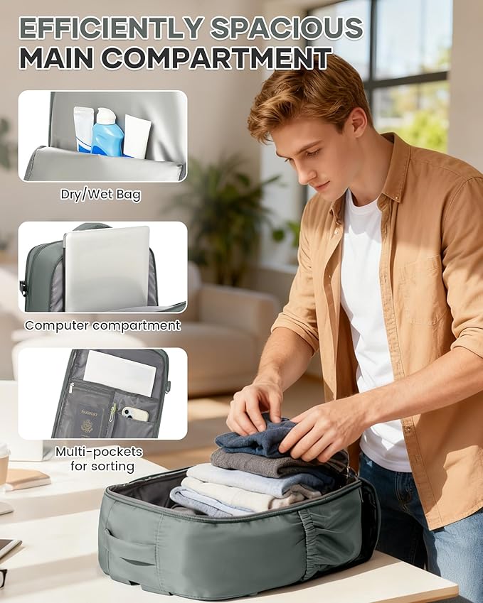 WONHOX Large Travel Backpack Carry on Flight Approved Laptop Work Business Backpack for Women Men Mochila de Viaje
