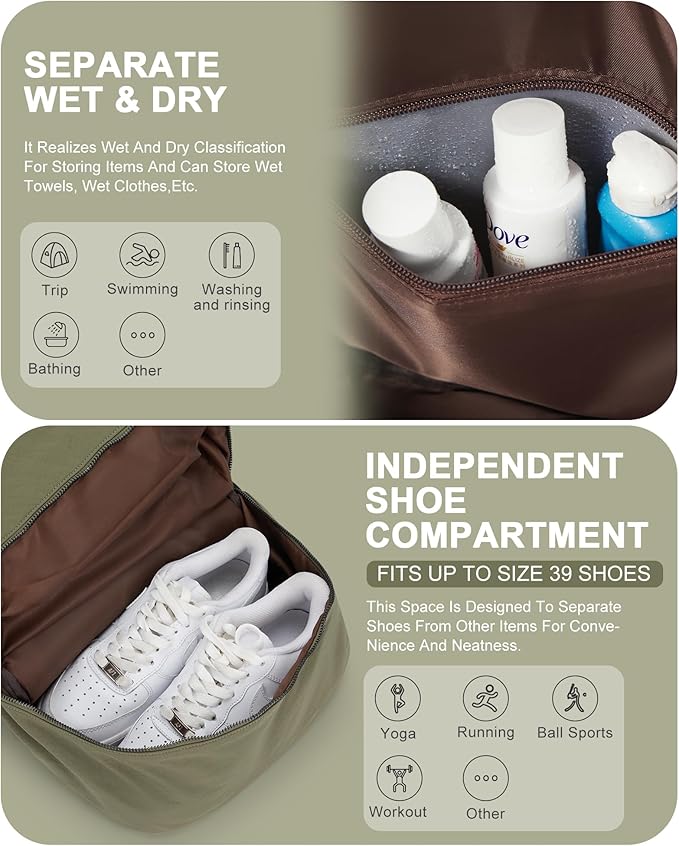 Gym Backpack for Women Waterproof Small Gym Bag With Shoe Compartment Sports Essentials Cheer Backpack with Wet Dry Pocket,Green