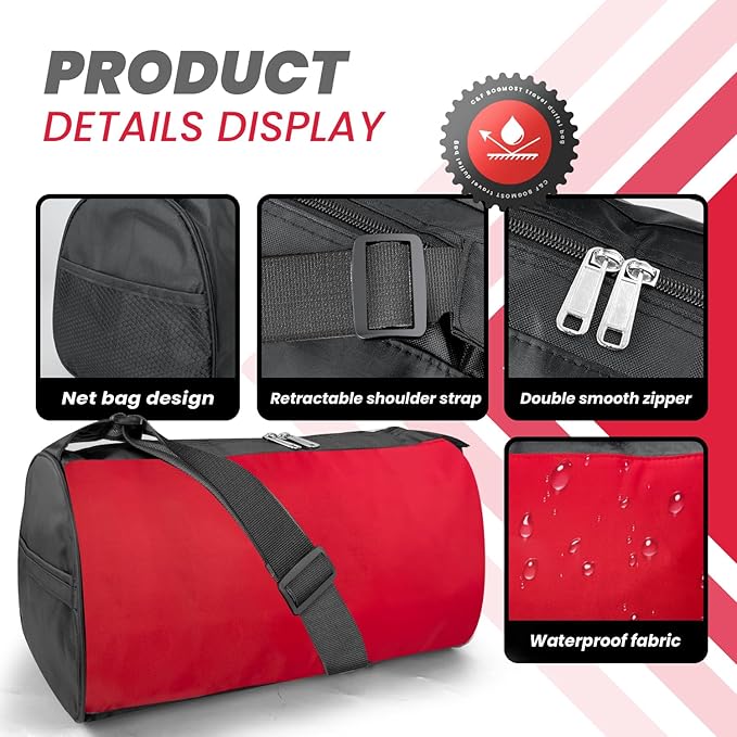 C&F BOGMOST Small Travel Duffel Bag Foldable Waterproof Gym Bag for Gym Beach Swim Bag Men Women Duffle Bags Lightweight Oxford Cloth Sports Bags -Red