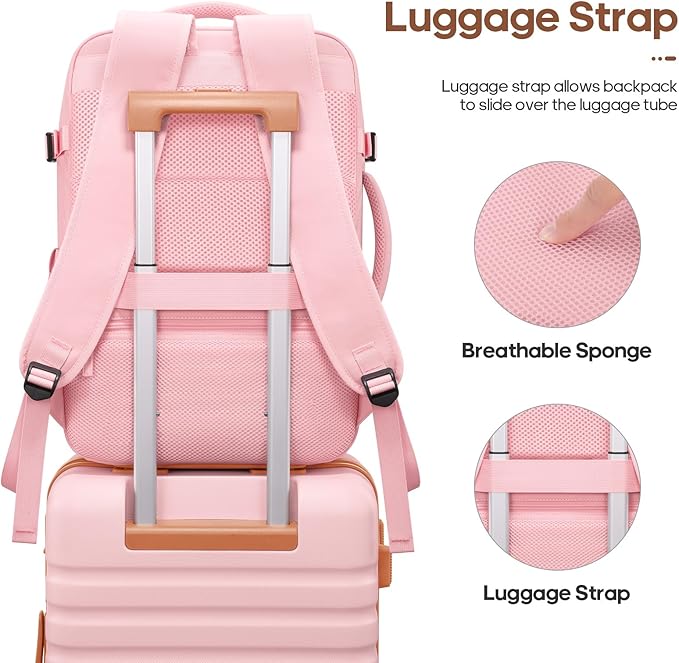 UKEIN Luggage Sets 3 Piece, PC Hardside Carry On Luggage 24 Inch With Spinner Wheels with TSA Lock, Large Suitcase Set With Travel Backpack (Pink, 3 piece set (24inch))