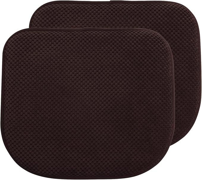 Brown Foam Seat Cushions Kitchen Chairs Pads for Dining Chairs 2 Pack Non Slip Patio Seat Cushions Washable U Shaped Soft Thick Large Metal Wooden Chair Cushions,17" x 15"