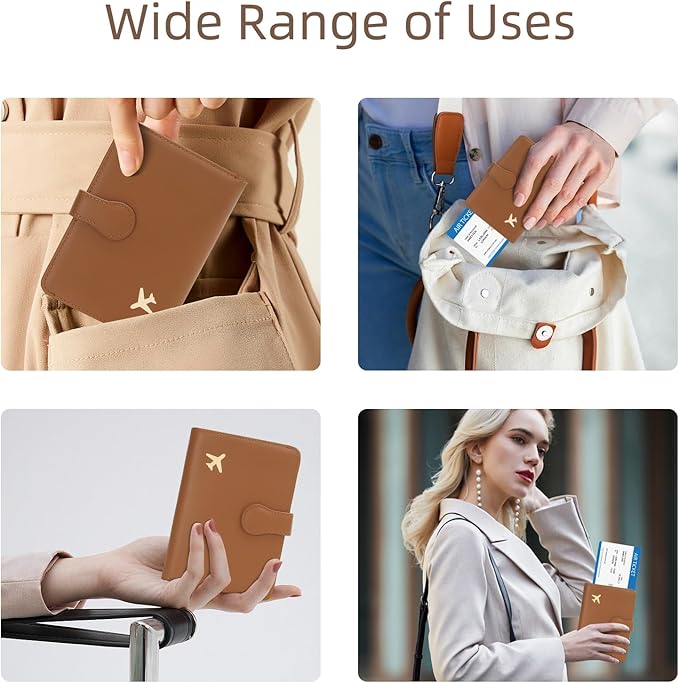 ZOPPEN Rfid Passport Holder for Travel, Passport Cover Wallet Case Travel Essentials Document Organizer, Card Holder Travel Wallet Womens Men, Brown