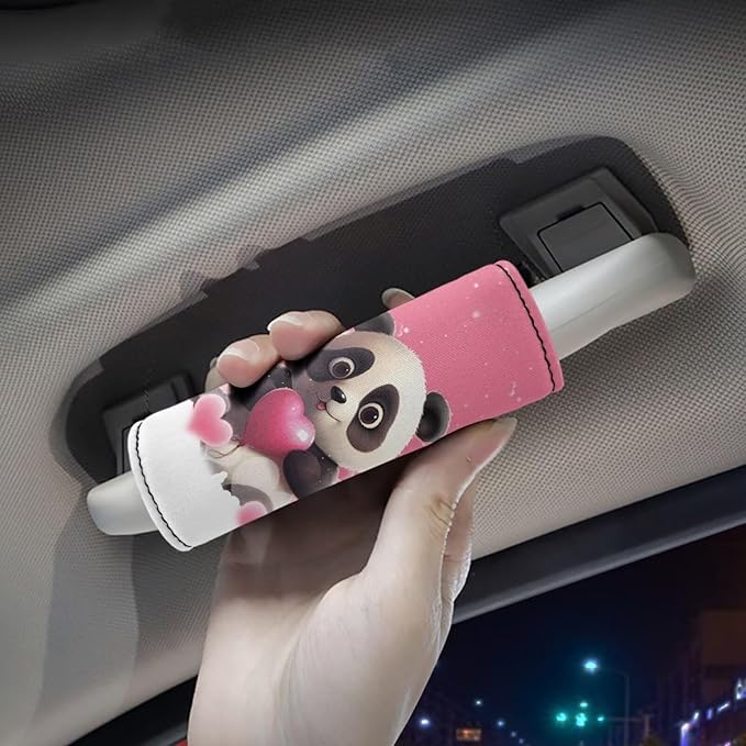 BIGCARJOB Love Panda Luggage Handle Wraps Set of 2 Pcs Cute Identifier Travel Bag Wraps Valentine's Day Gifts por Women Girls Suitcase Handle Sleeve Cover Pink Door Handle Protector